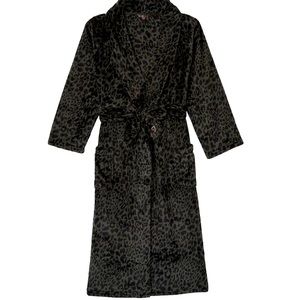 Victoria’s Secret Long Plush Black Leopard Bath Robe
